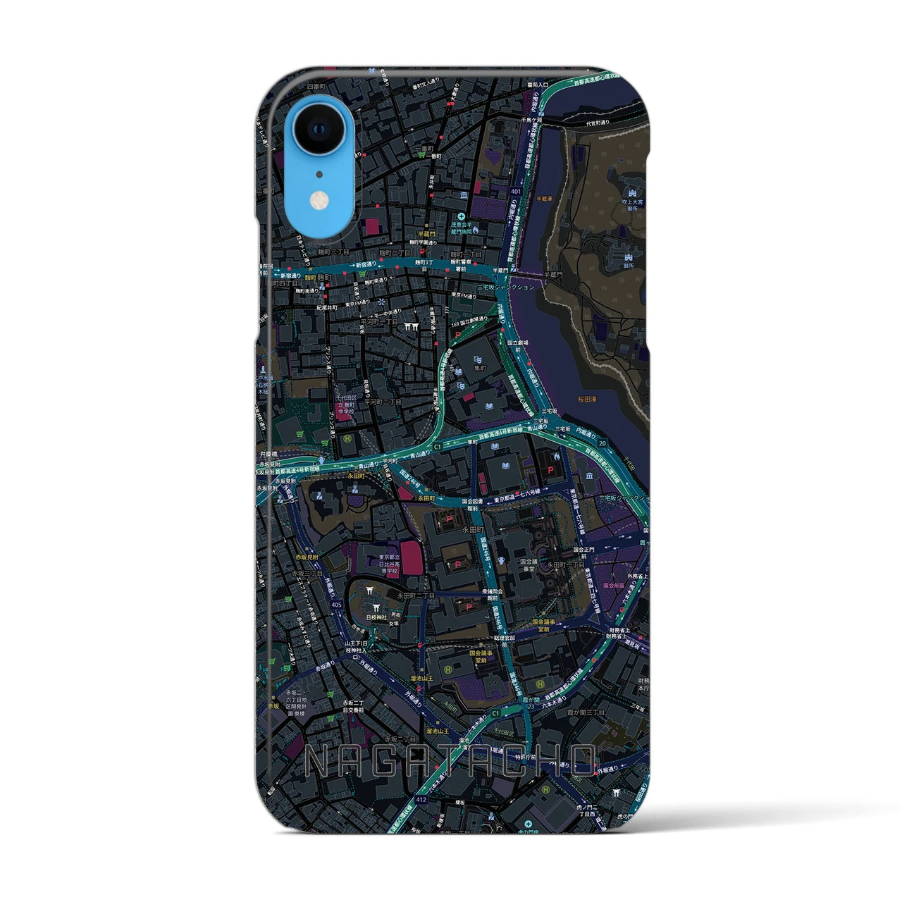 【永田町(東京都)】地図柄iPhoneケース(バックカバータイプ)