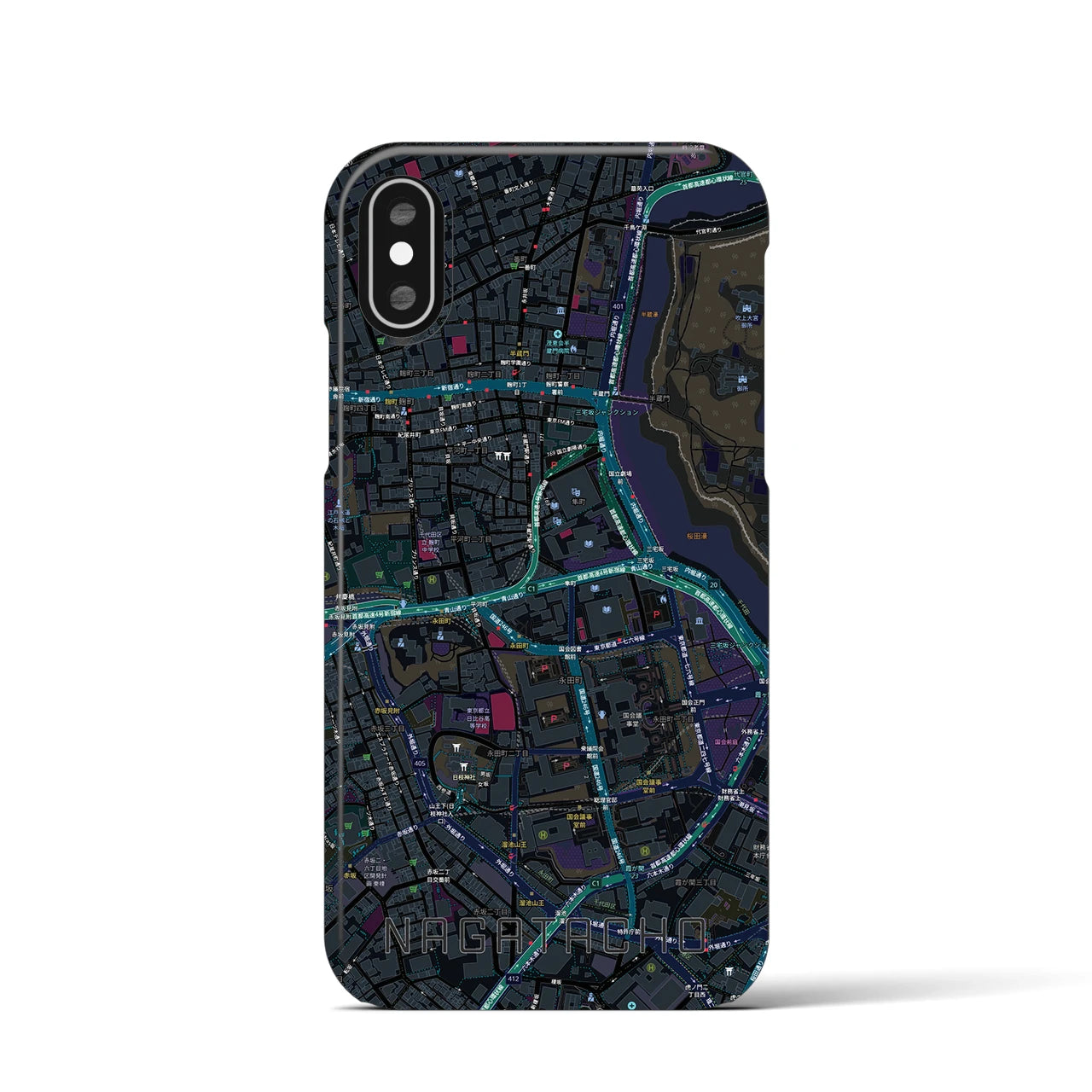 【永田町(東京都)】地図柄iPhoneケース(バックカバータイプ)