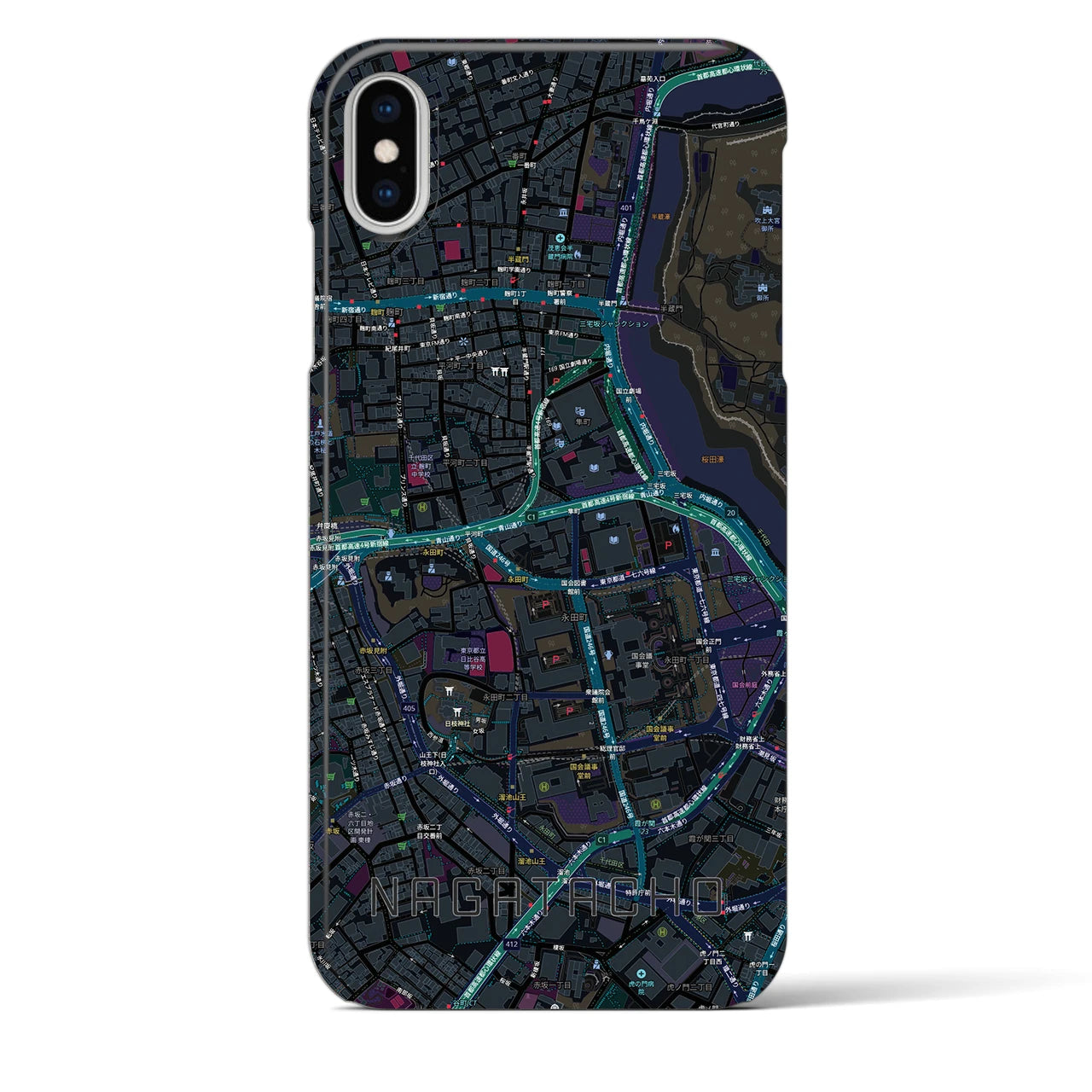 【永田町(東京都)】地図柄iPhoneケース(バックカバータイプ)