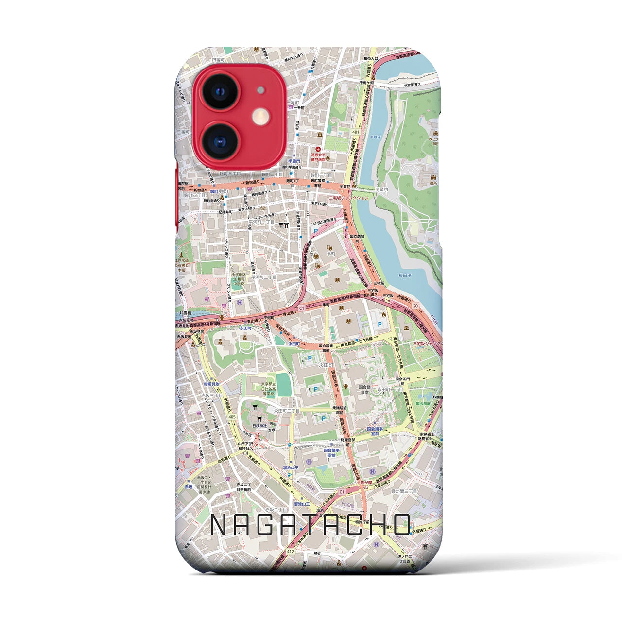 【永田町(東京都)】地図柄iPhoneケース(バックカバータイプ)