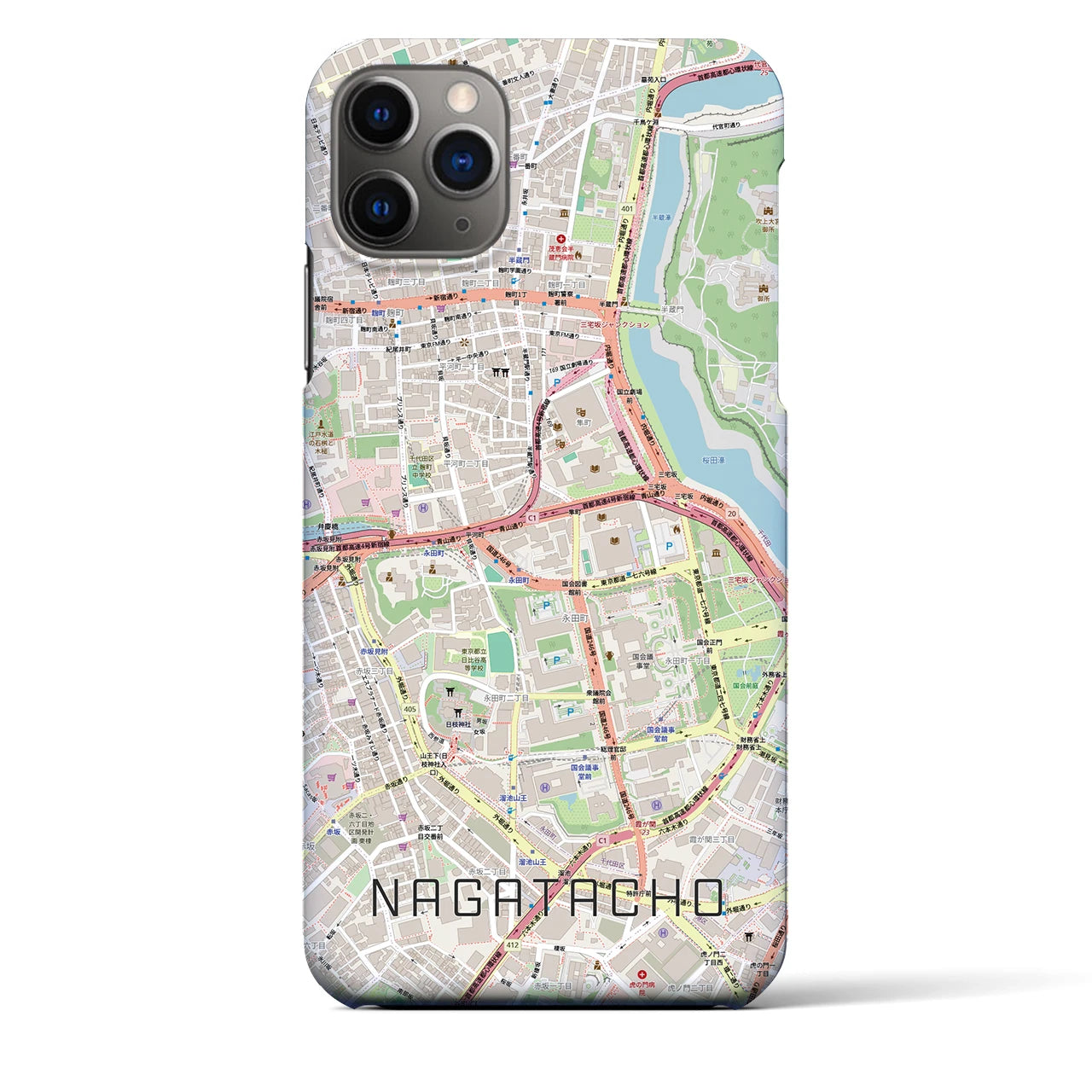 【永田町(東京都)】地図柄iPhoneケース(バックカバータイプ)