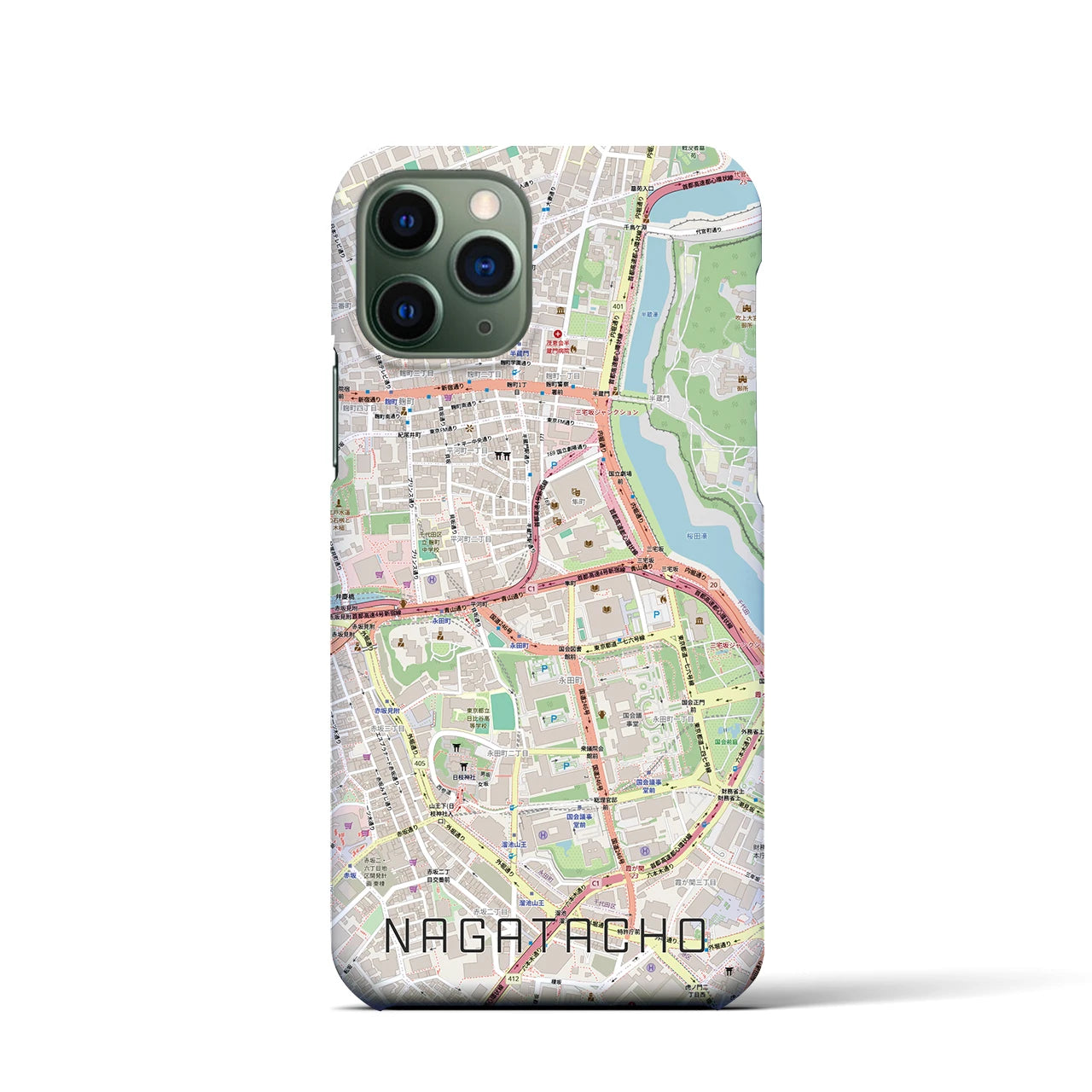 【永田町(東京都)】地図柄iPhoneケース(バックカバータイプ)