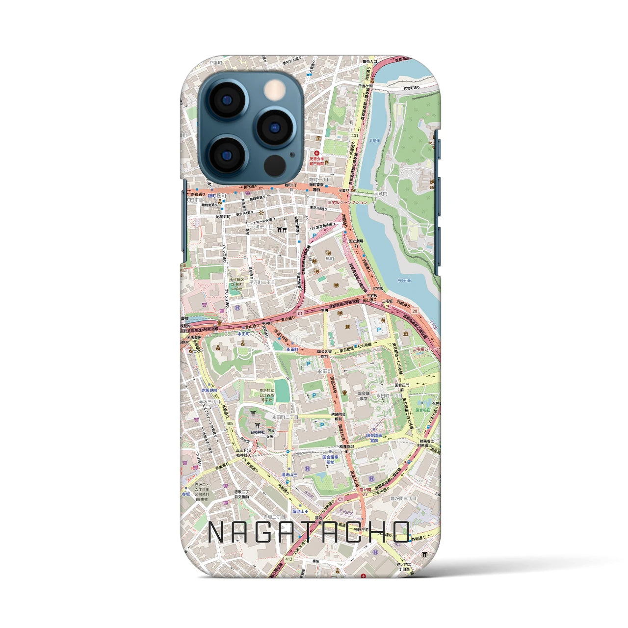 【永田町(東京都)】地図柄iPhoneケース(バックカバータイプ)