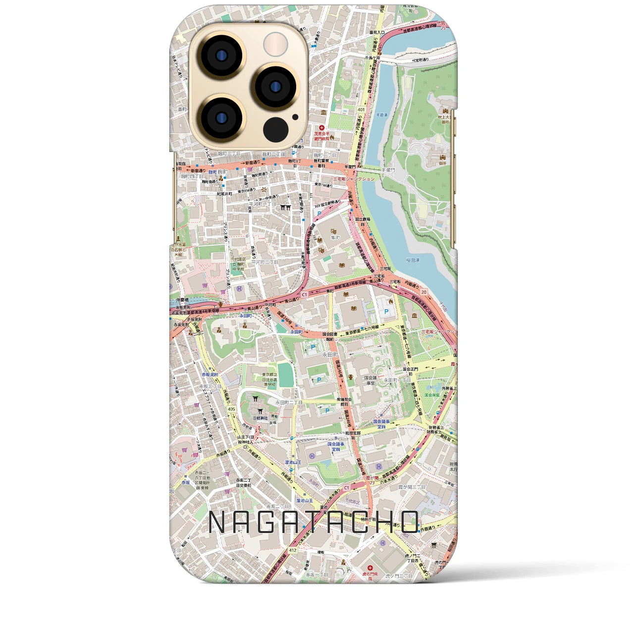 【永田町(東京都)】地図柄iPhoneケース(バックカバータイプ)