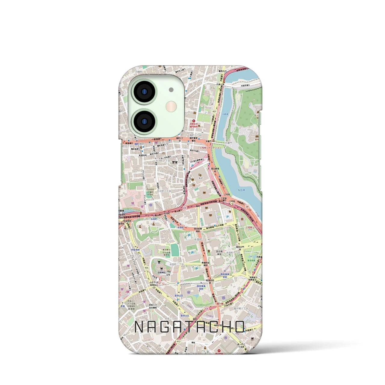 【永田町(東京都)】地図柄iPhoneケース(バックカバータイプ)