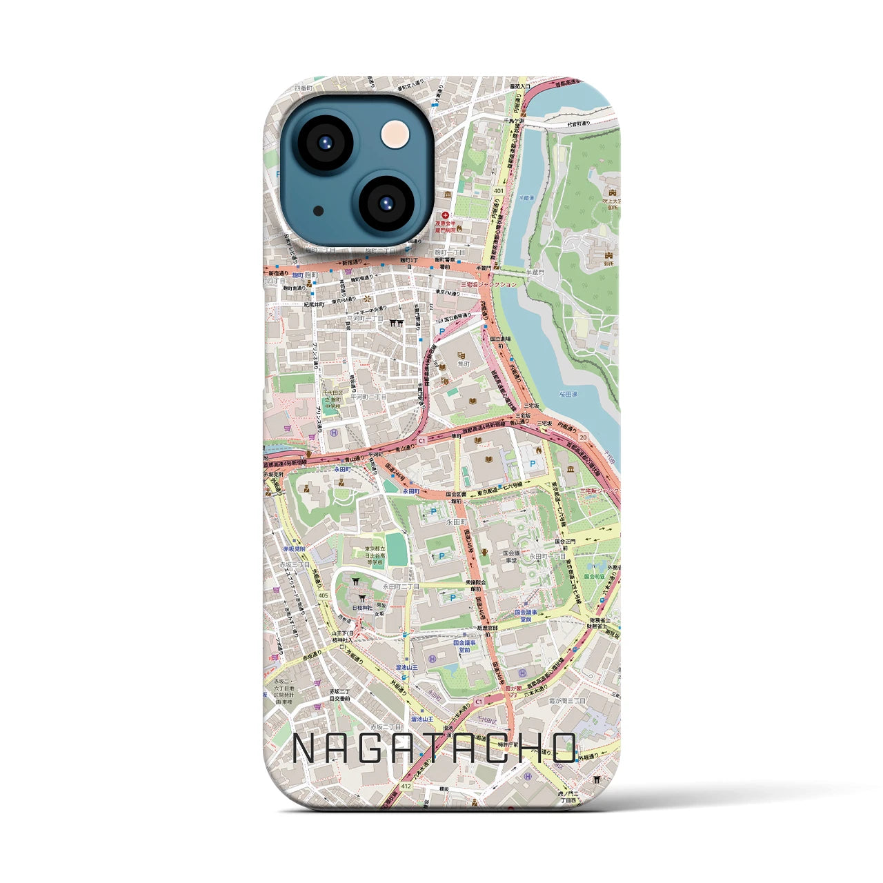 【永田町(東京都)】地図柄iPhoneケース(バックカバータイプ)