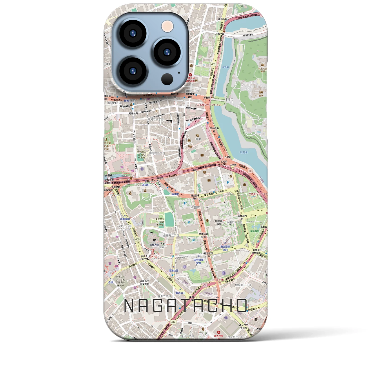 【永田町(東京都)】地図柄iPhoneケース(バックカバータイプ)