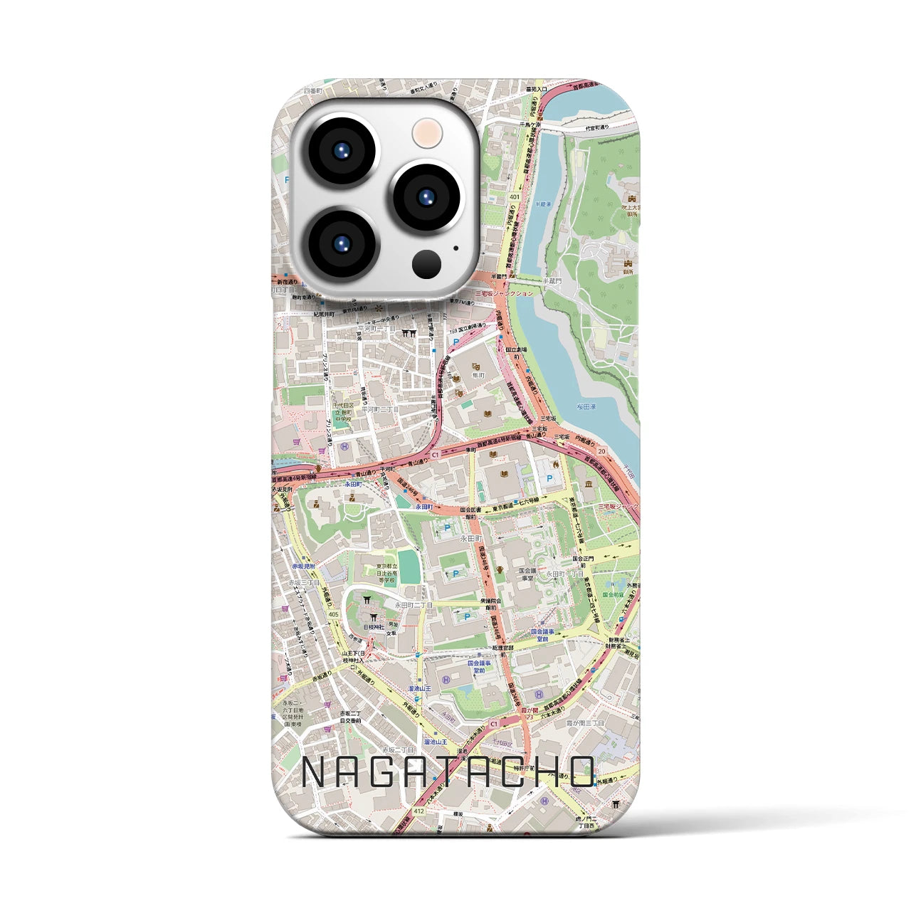 【永田町(東京都)】地図柄iPhoneケース(バックカバータイプ)