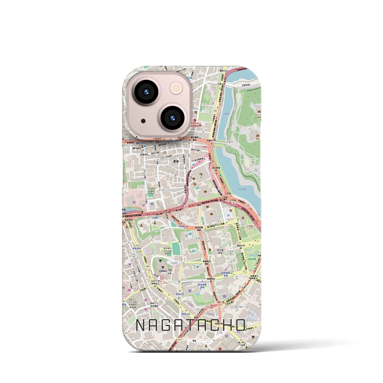 【永田町(東京都)】地図柄iPhoneケース(バックカバータイプ)