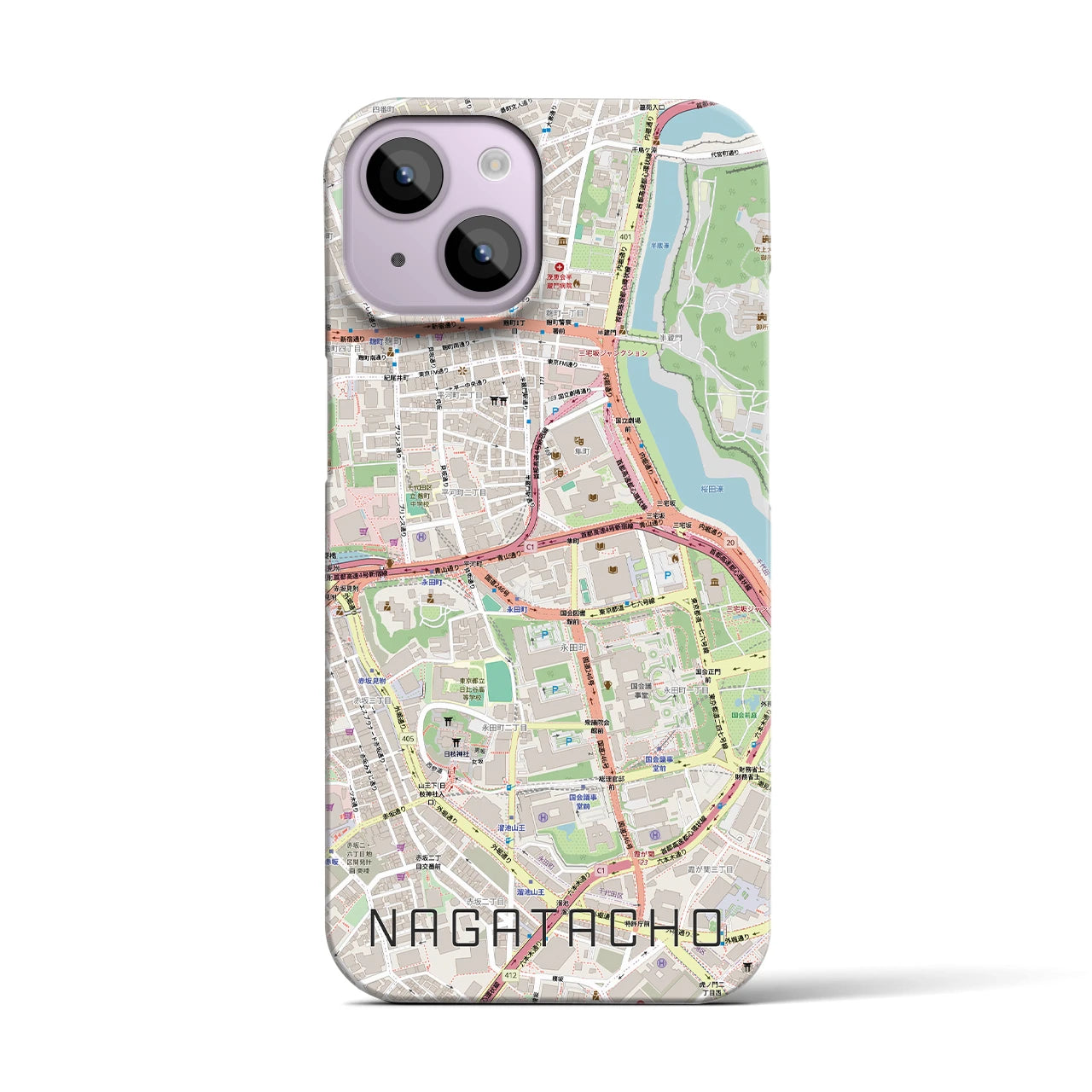 【永田町(東京都)】地図柄iPhoneケース(バックカバータイプ)