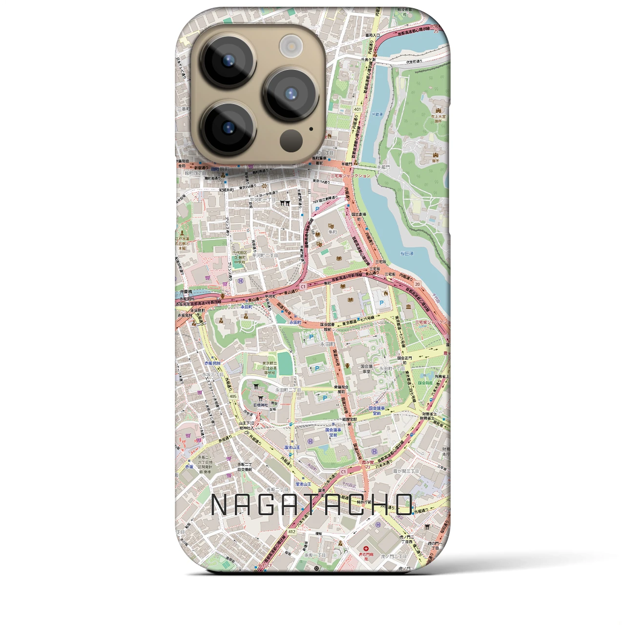 【永田町(東京都)】地図柄iPhoneケース(バックカバータイプ)