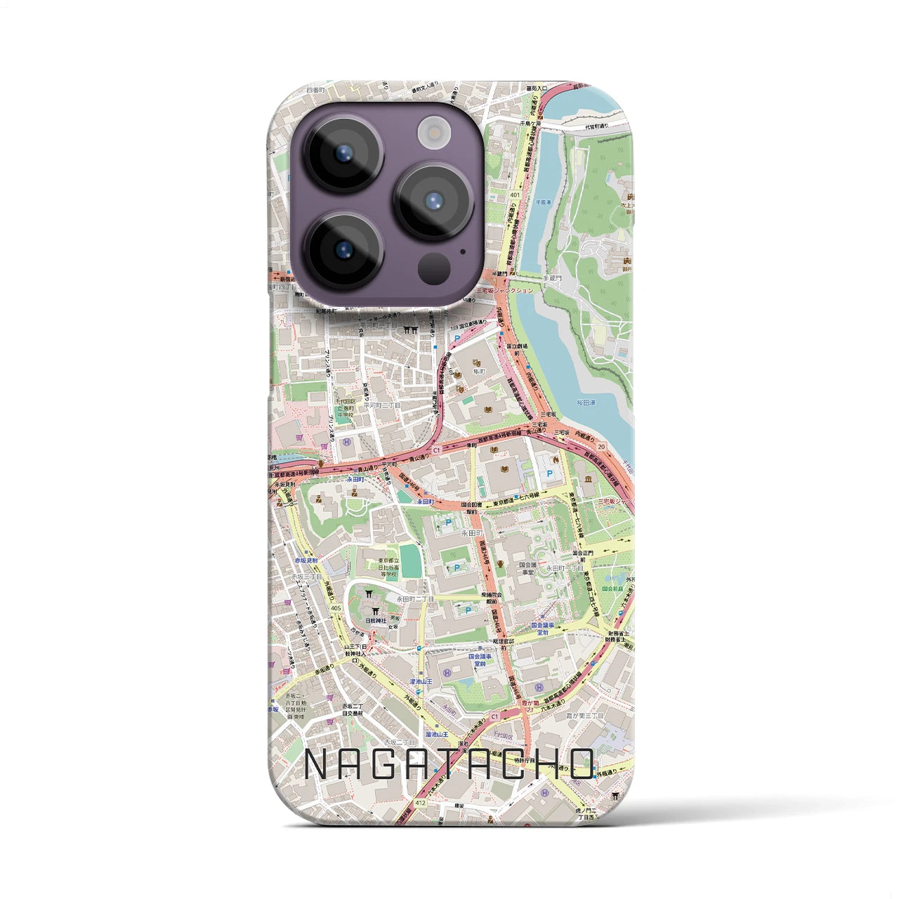 【永田町(東京都)】地図柄iPhoneケース(バックカバータイプ)
