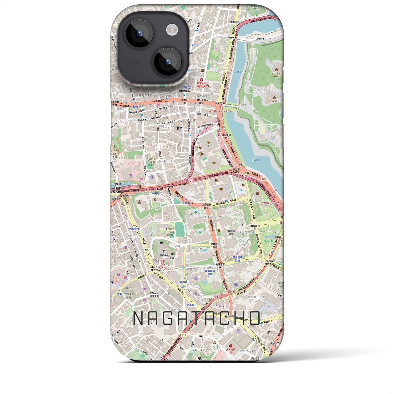 【永田町(東京都)】地図柄iPhoneケース(バックカバータイプ)