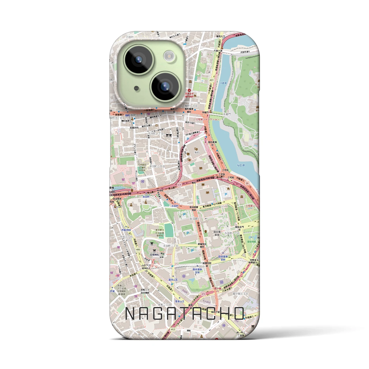 【永田町(東京都)】地図柄iPhoneケース(バックカバータイプ)