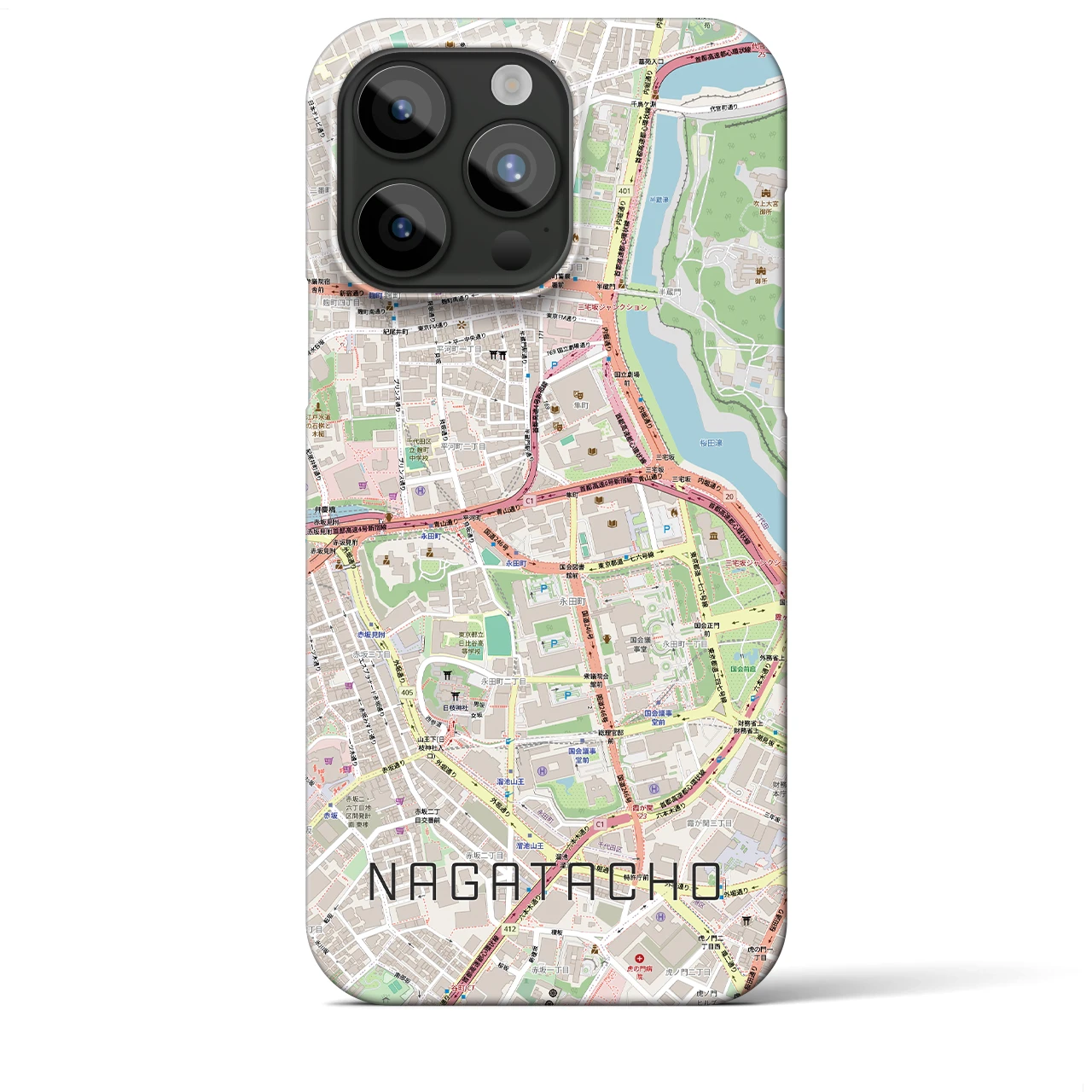 【永田町(東京都)】地図柄iPhoneケース(バックカバータイプ)