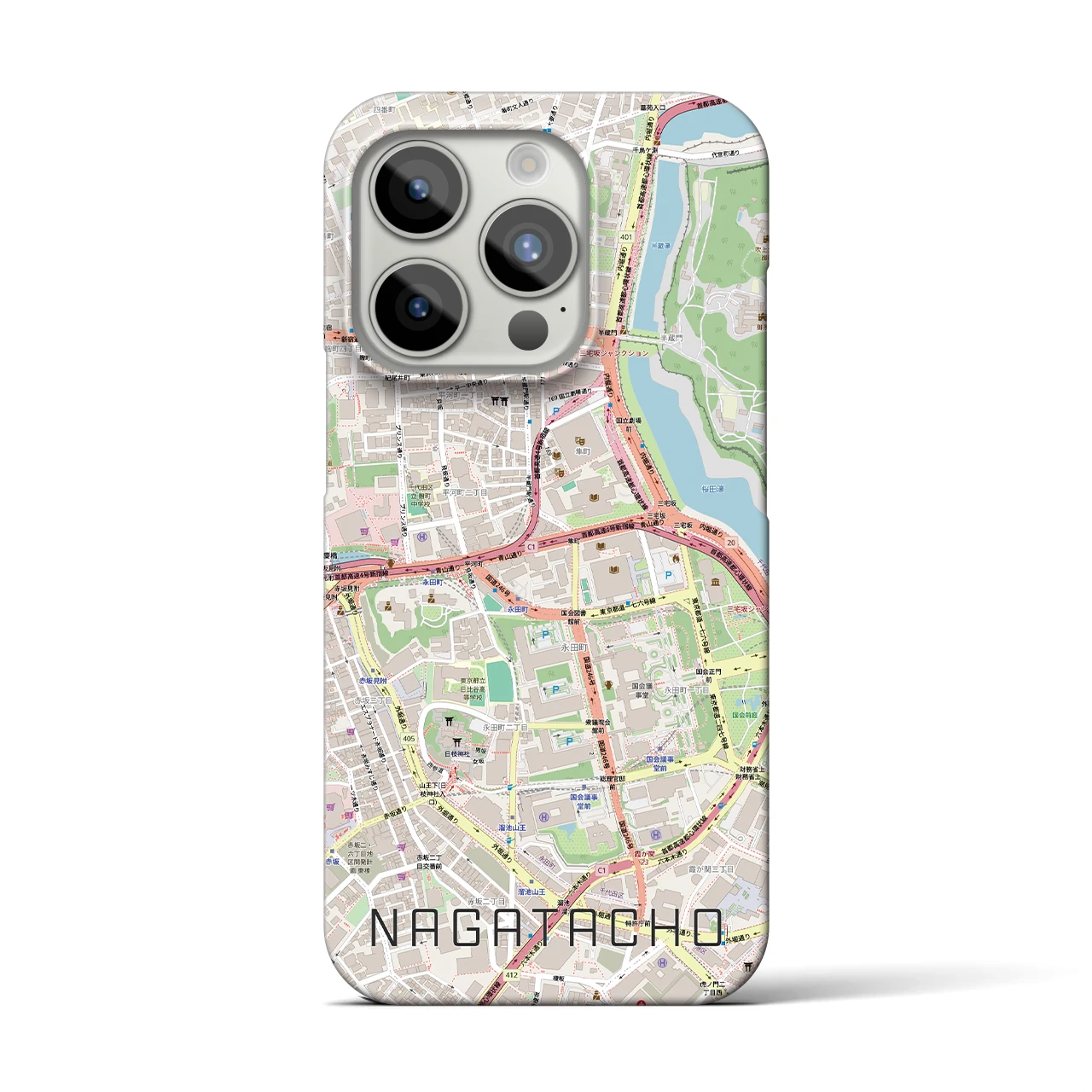 【永田町(東京都)】地図柄iPhoneケース(バックカバータイプ)