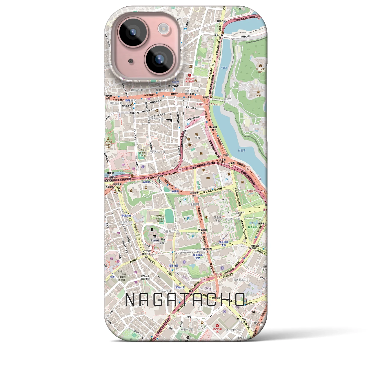 【永田町(東京都)】地図柄iPhoneケース(バックカバータイプ)