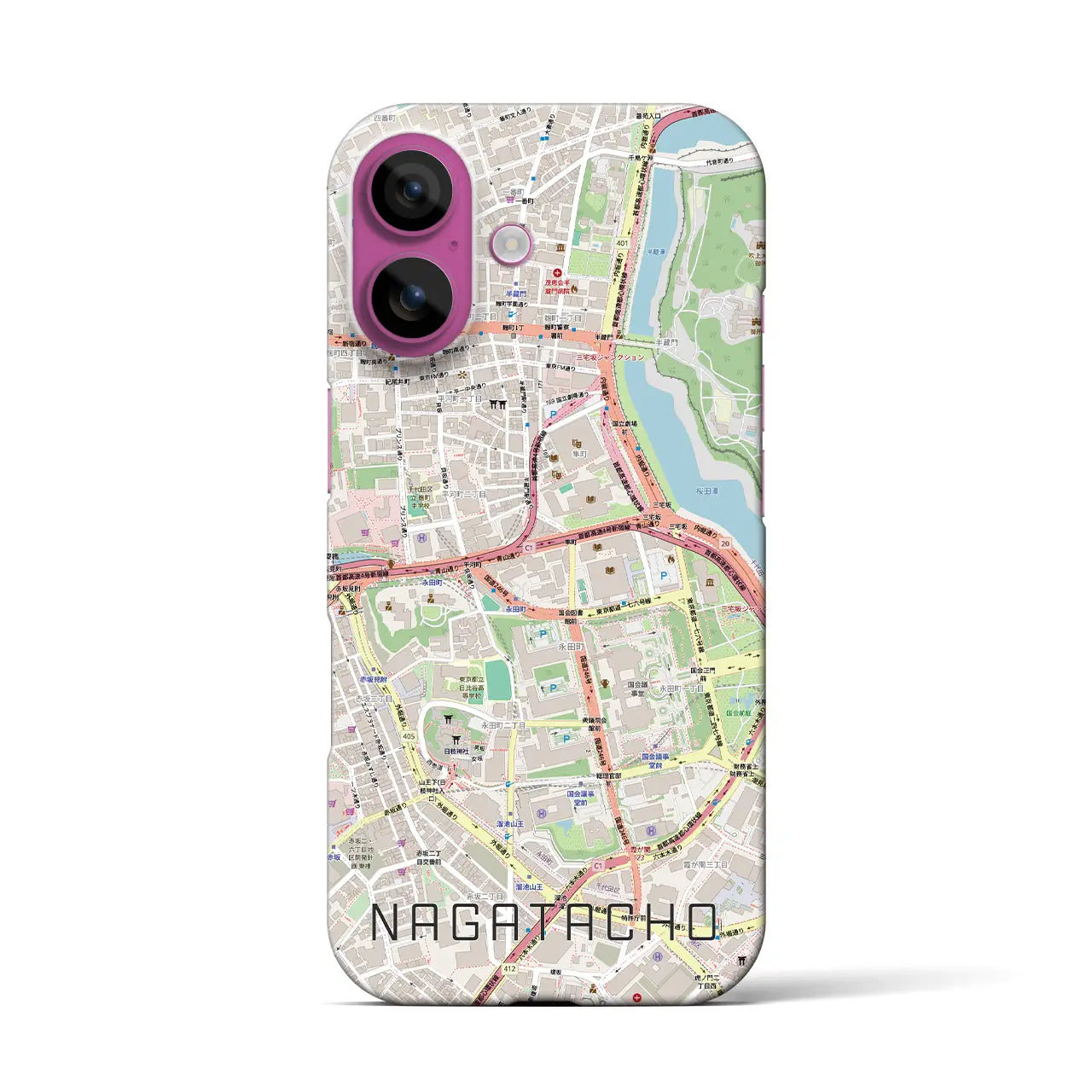 【永田町(東京都)】地図柄iPhoneケース(バックカバータイプ)