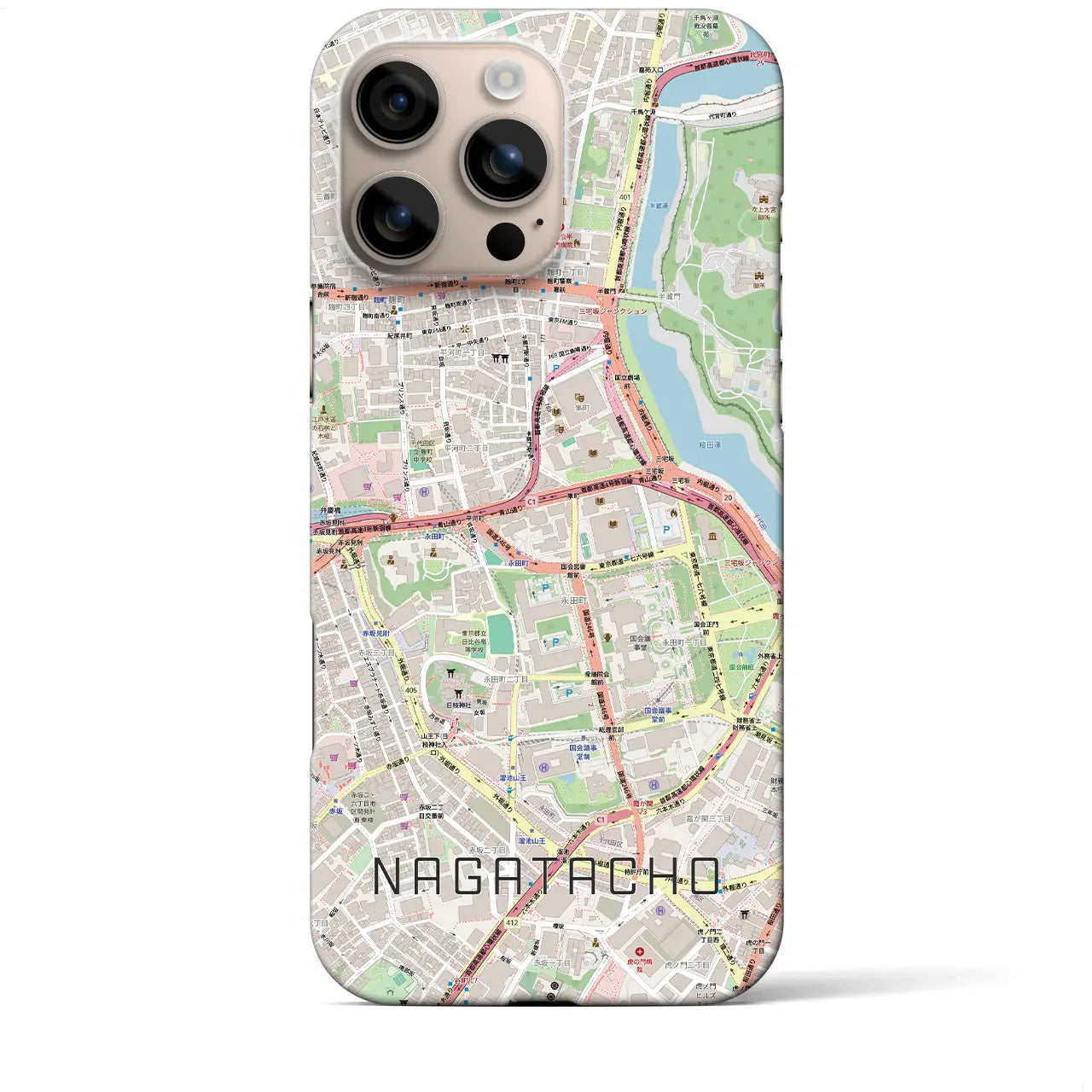 【永田町(東京都)】地図柄iPhoneケース(バックカバータイプ)