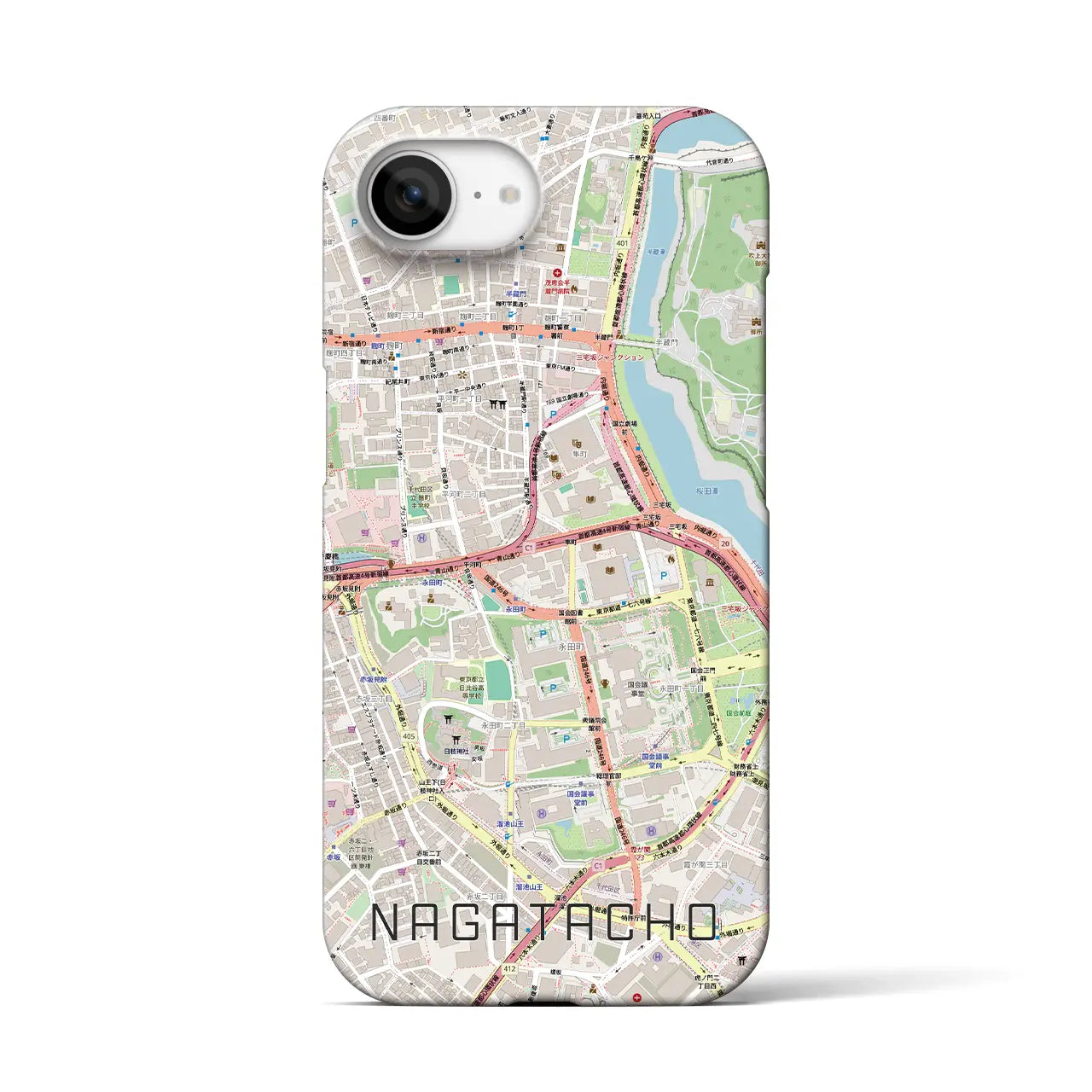 【永田町(東京都)】地図柄iPhoneケース(バックカバータイプ)