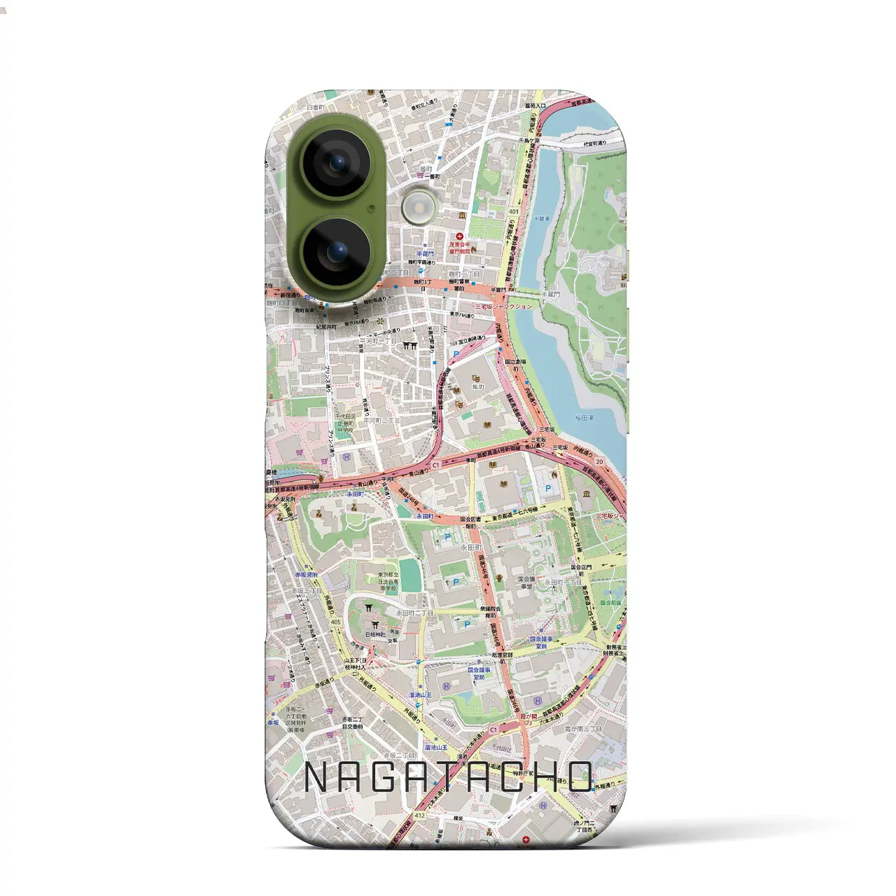 【永田町(東京都)】地図柄iPhoneケース(バックカバータイプ)
