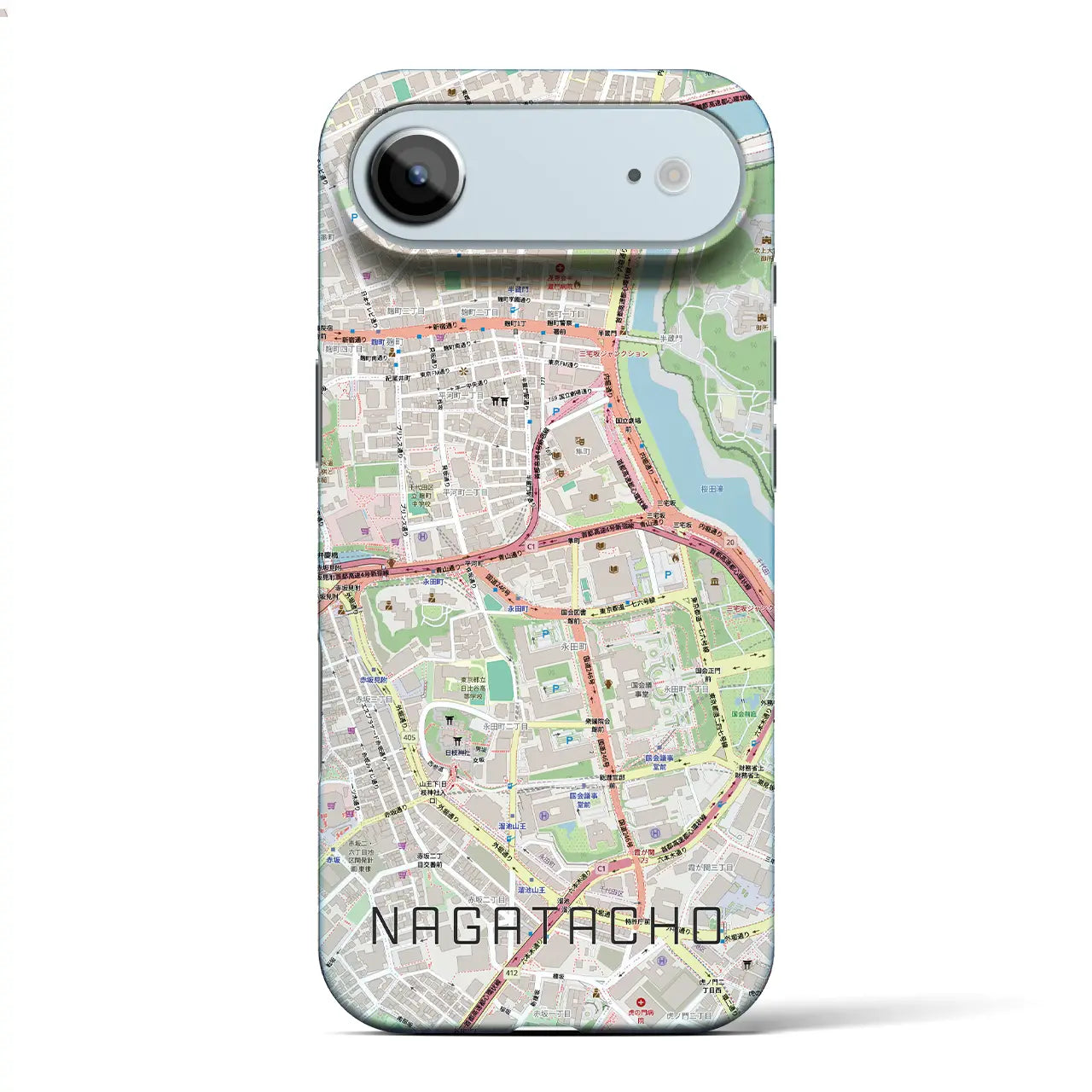 【永田町(東京都)】地図柄iPhoneケース(バックカバータイプ)ナチュラル・iPhone 17 Pro Max 用