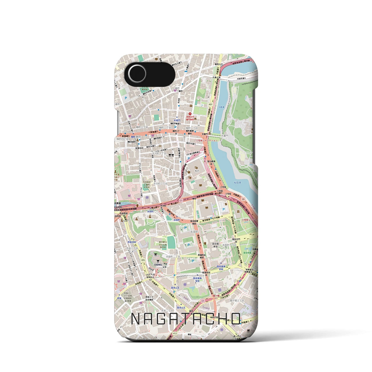 【永田町(東京都)】地図柄iPhoneケース(バックカバータイプ)