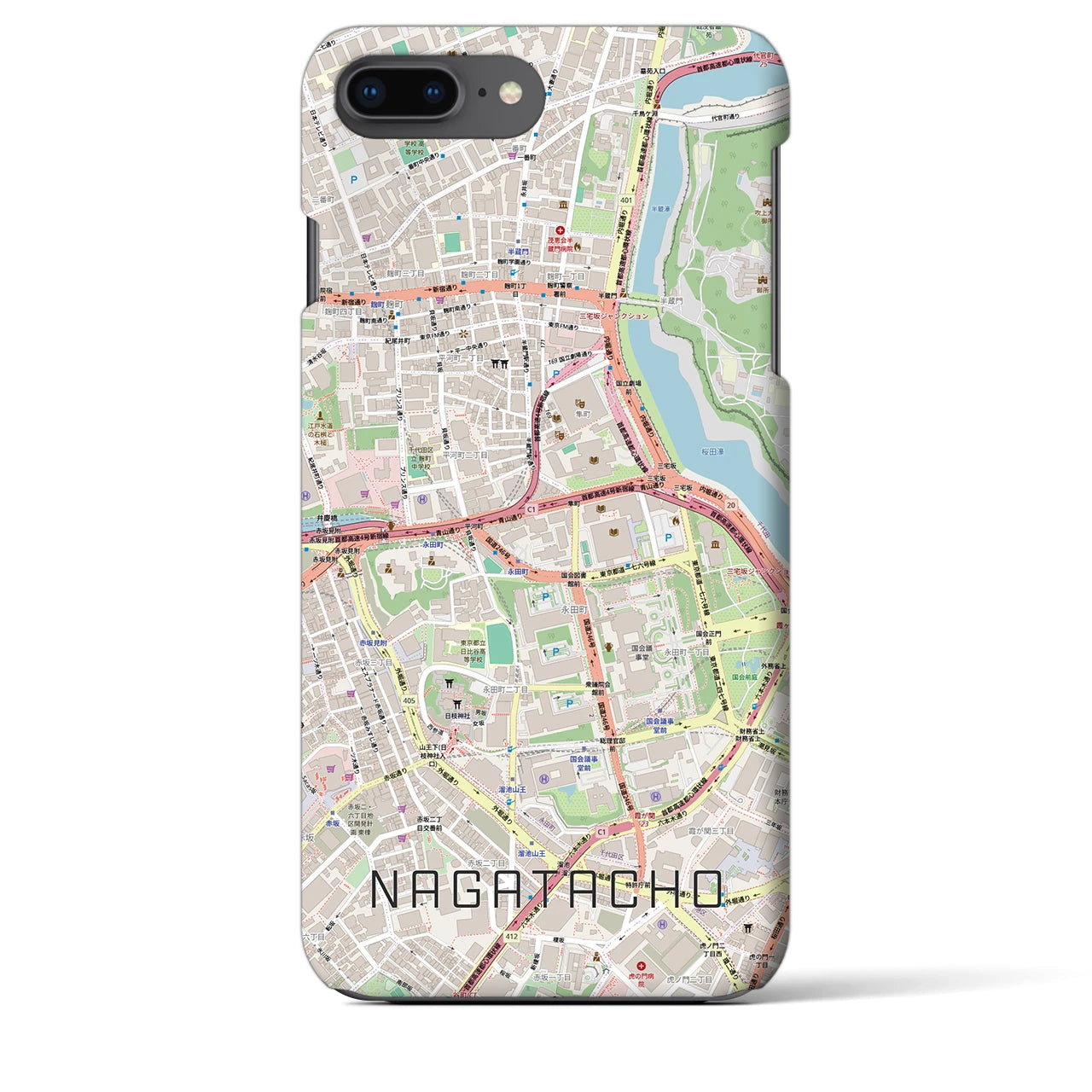 【永田町(東京都)】地図柄iPhoneケース(バックカバータイプ)