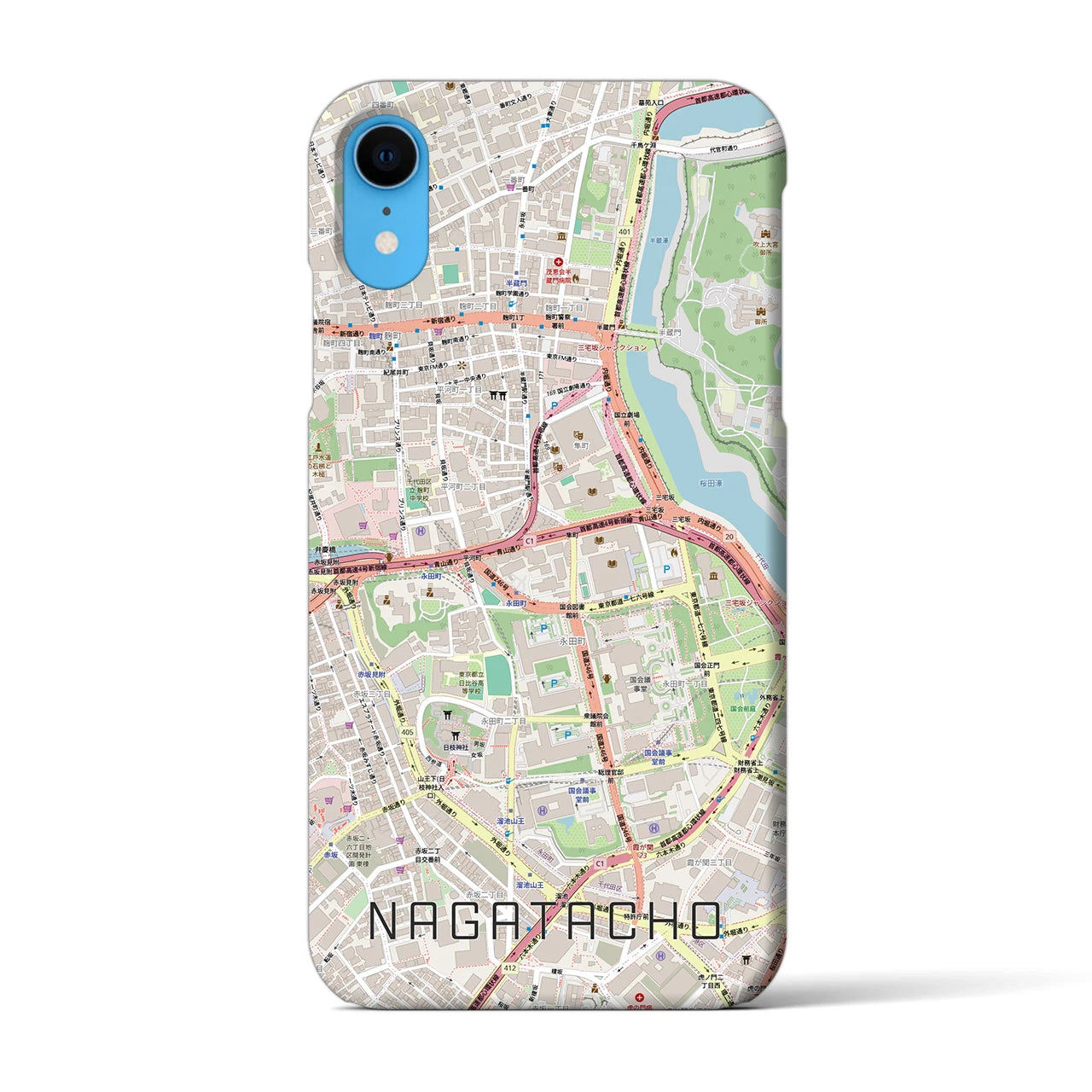 【永田町(東京都)】地図柄iPhoneケース(バックカバータイプ)