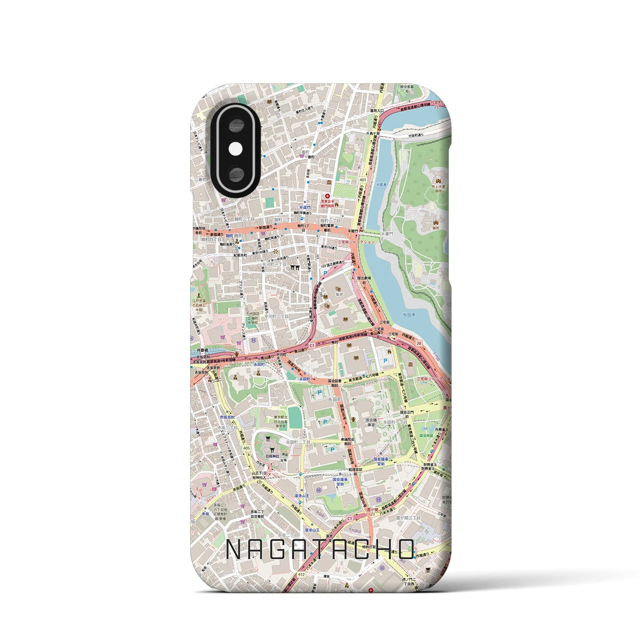 【永田町(東京都)】地図柄iPhoneケース(バックカバータイプ)