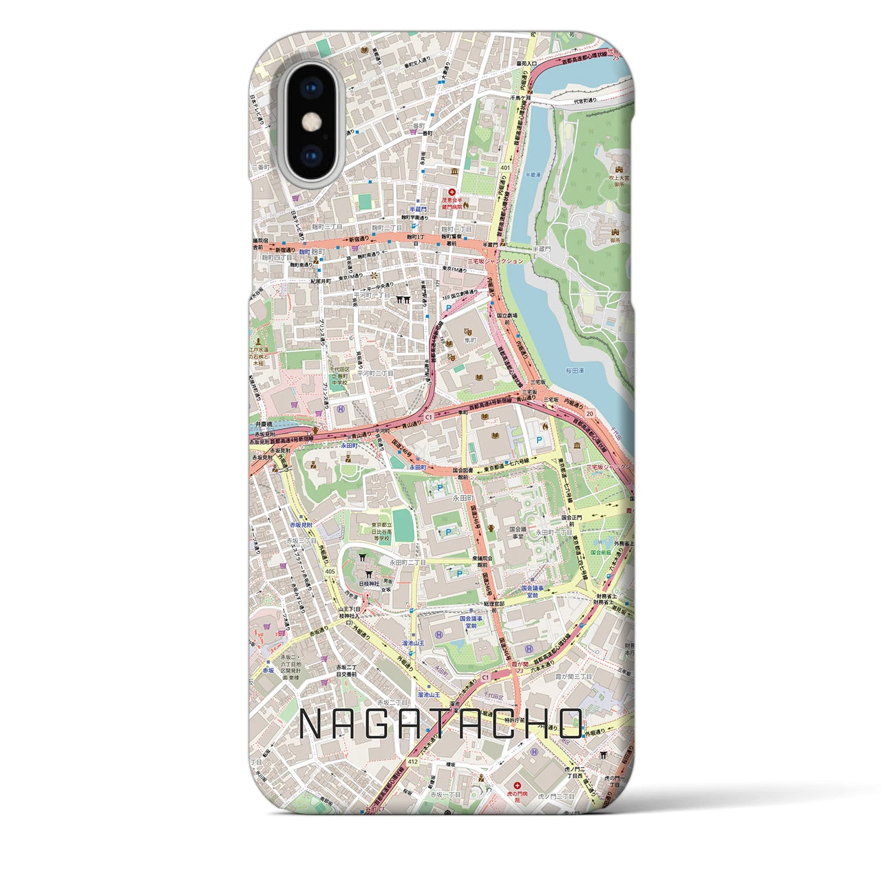 【永田町(東京都)】地図柄iPhoneケース(バックカバータイプ)