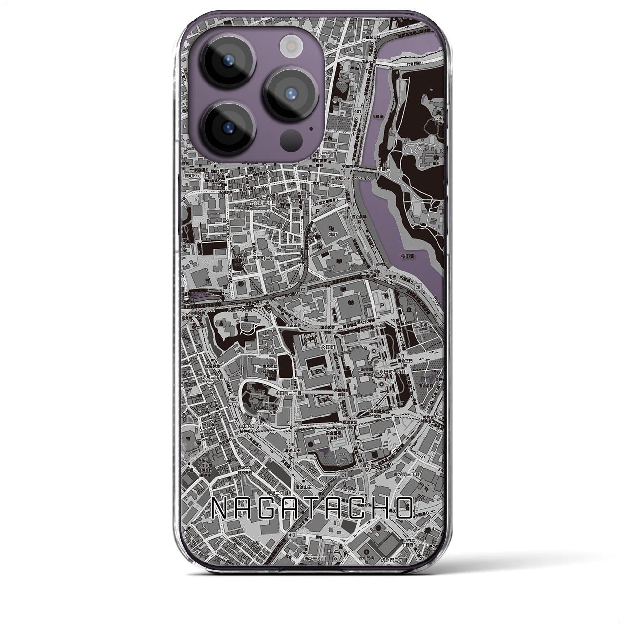 【永田町(東京都)】地図柄iPhoneケース(クリアタイプ)
