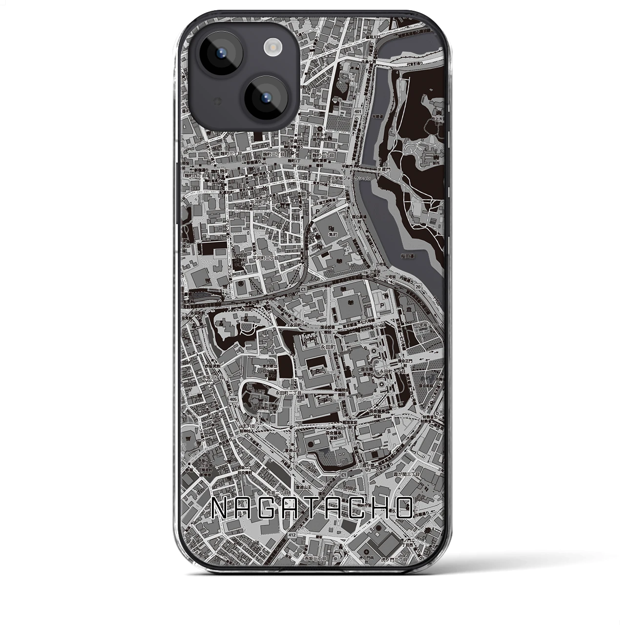 【永田町(東京都)】地図柄iPhoneケース(クリアタイプ)