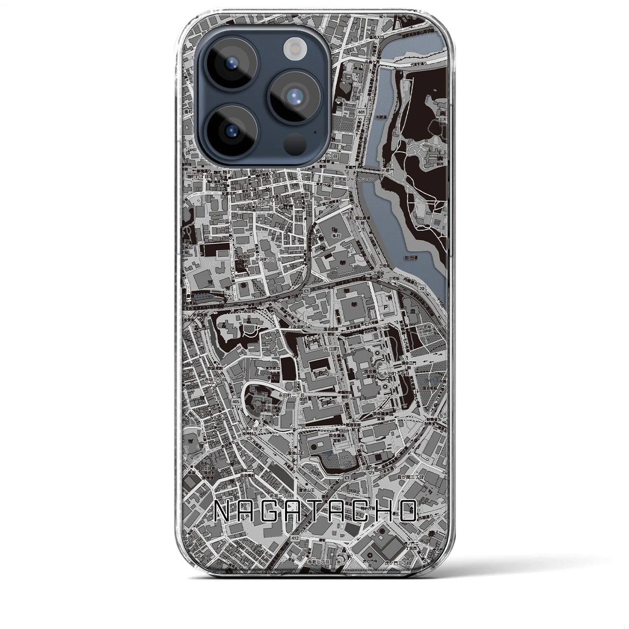 【永田町(東京都)】地図柄iPhoneケース(クリアタイプ)