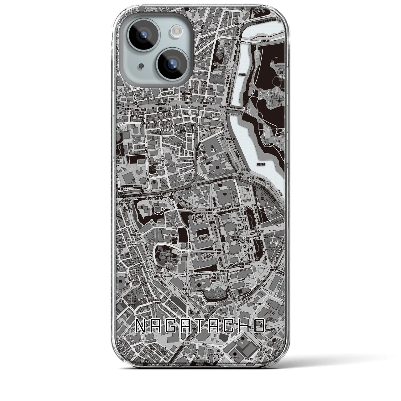 【永田町(東京都)】地図柄iPhoneケース(クリアタイプ)