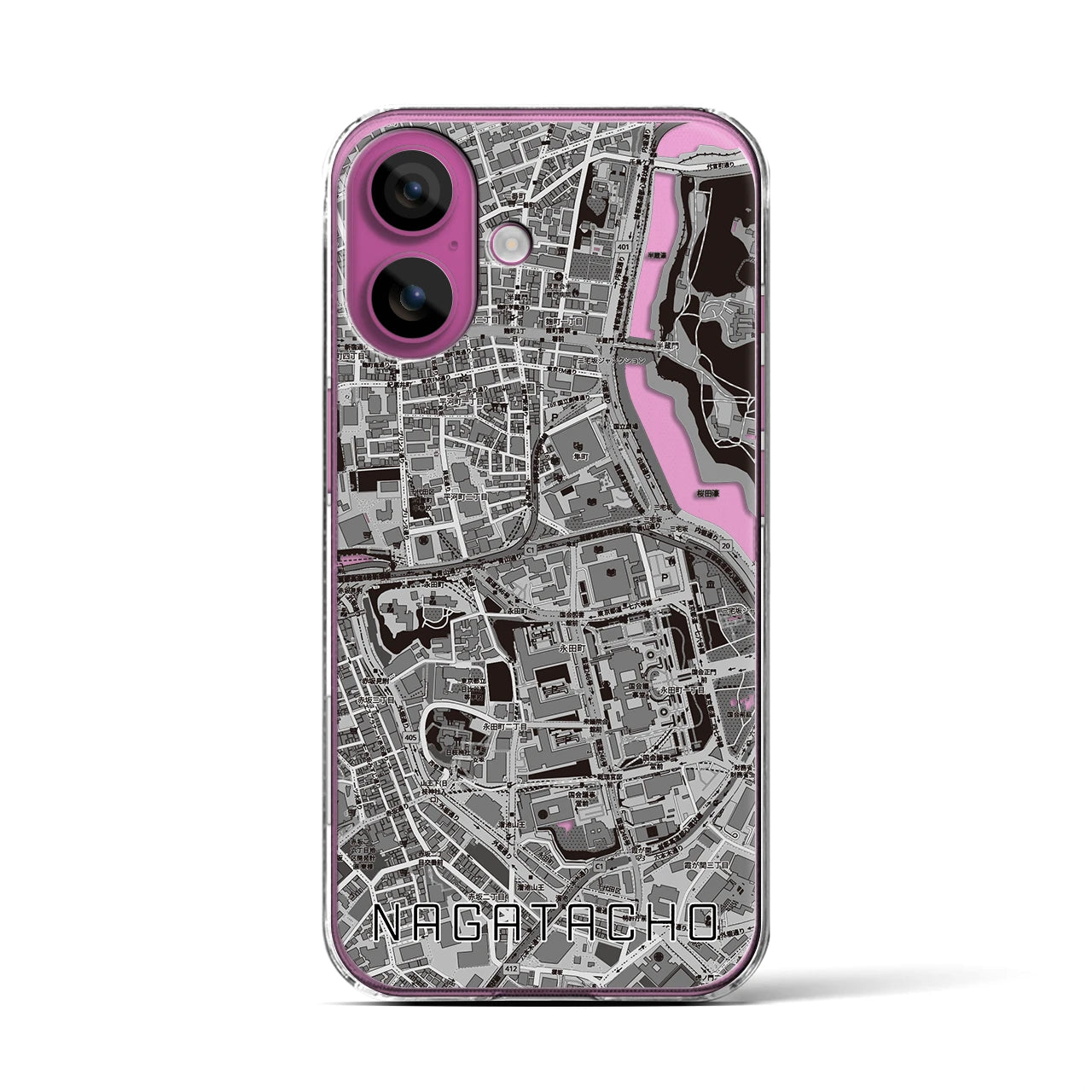 【永田町(東京都)】地図柄iPhoneケース(クリアタイプ)