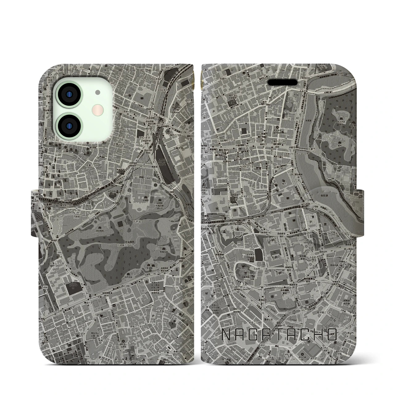 【永田町(東京都)】地図柄iPhoneケース(手帳タイプ)