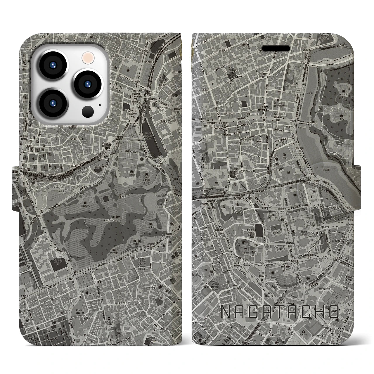 【永田町(東京都)】地図柄iPhoneケース(手帳タイプ)