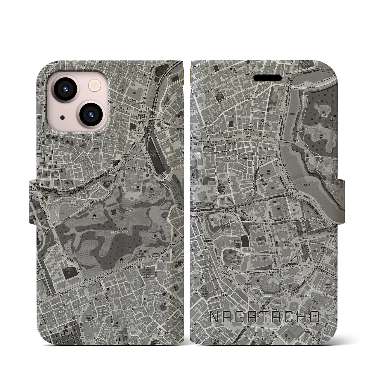 【永田町(東京都)】地図柄iPhoneケース(手帳タイプ)