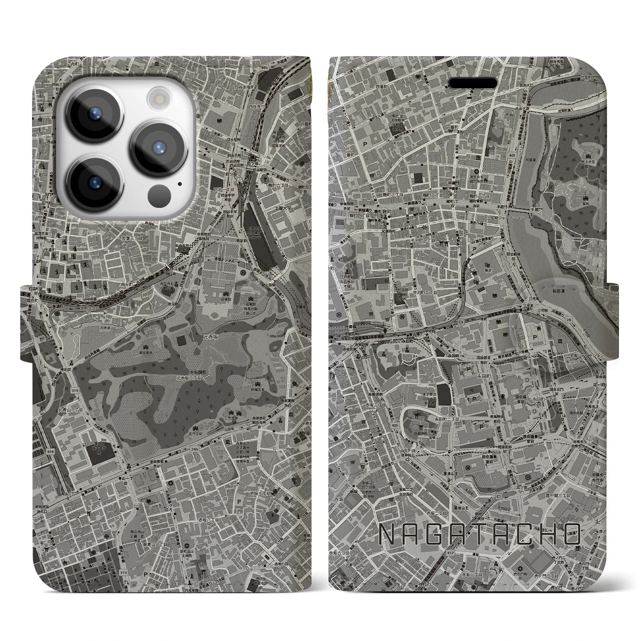 【永田町(東京都)】地図柄iPhoneケース(手帳タイプ)