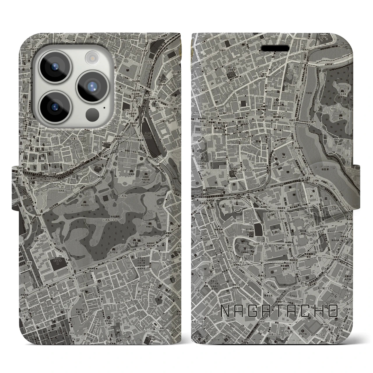 【永田町(東京都)】地図柄iPhoneケース(手帳タイプ)