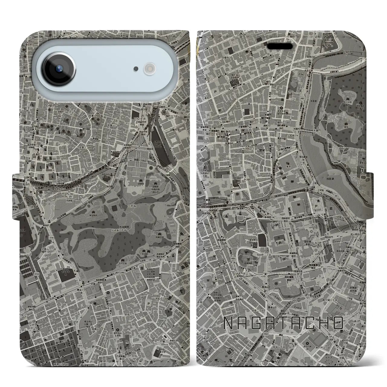 【永田町(東京都)】地図柄iPhoneケース(手帳タイプ)