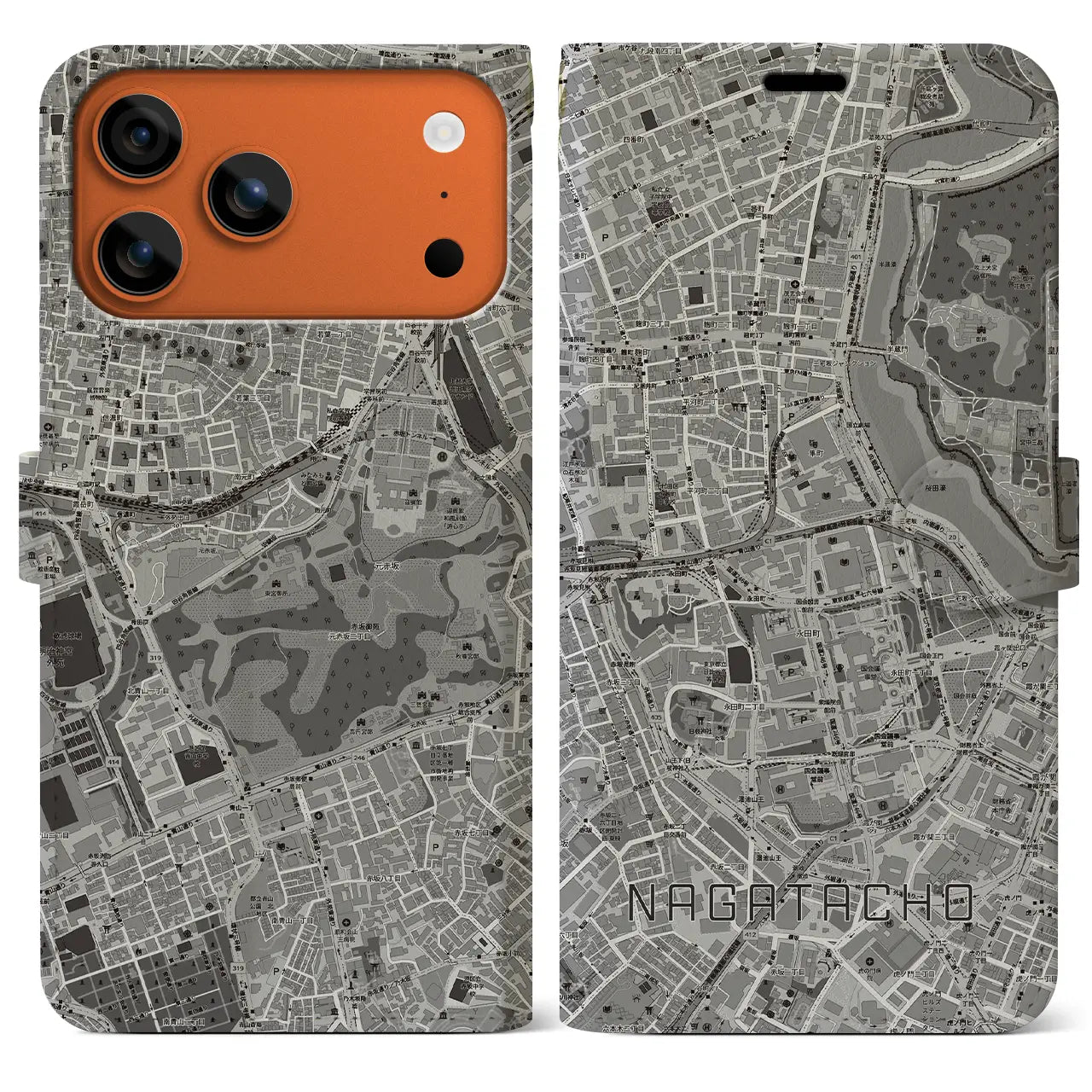 【永田町(東京都)】地図柄iPhoneケース(手帳タイプ)