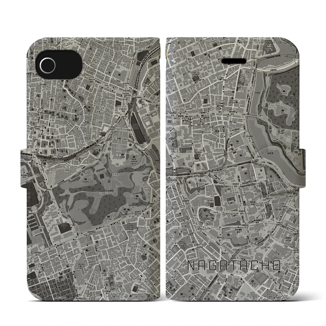 【永田町(東京都)】地図柄iPhoneケース(手帳タイプ)