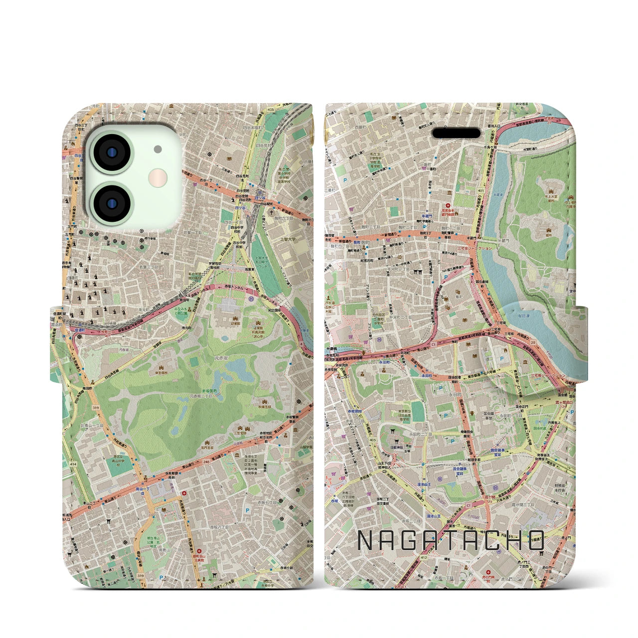 【永田町(東京都)】地図柄iPhoneケース(手帳タイプ)