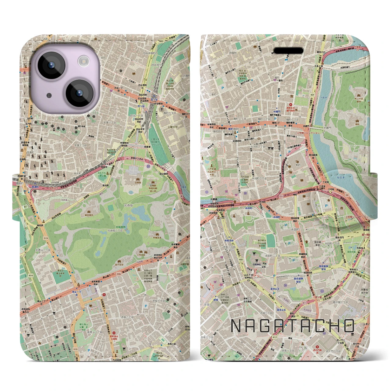 【永田町(東京都)】地図柄iPhoneケース(手帳タイプ)