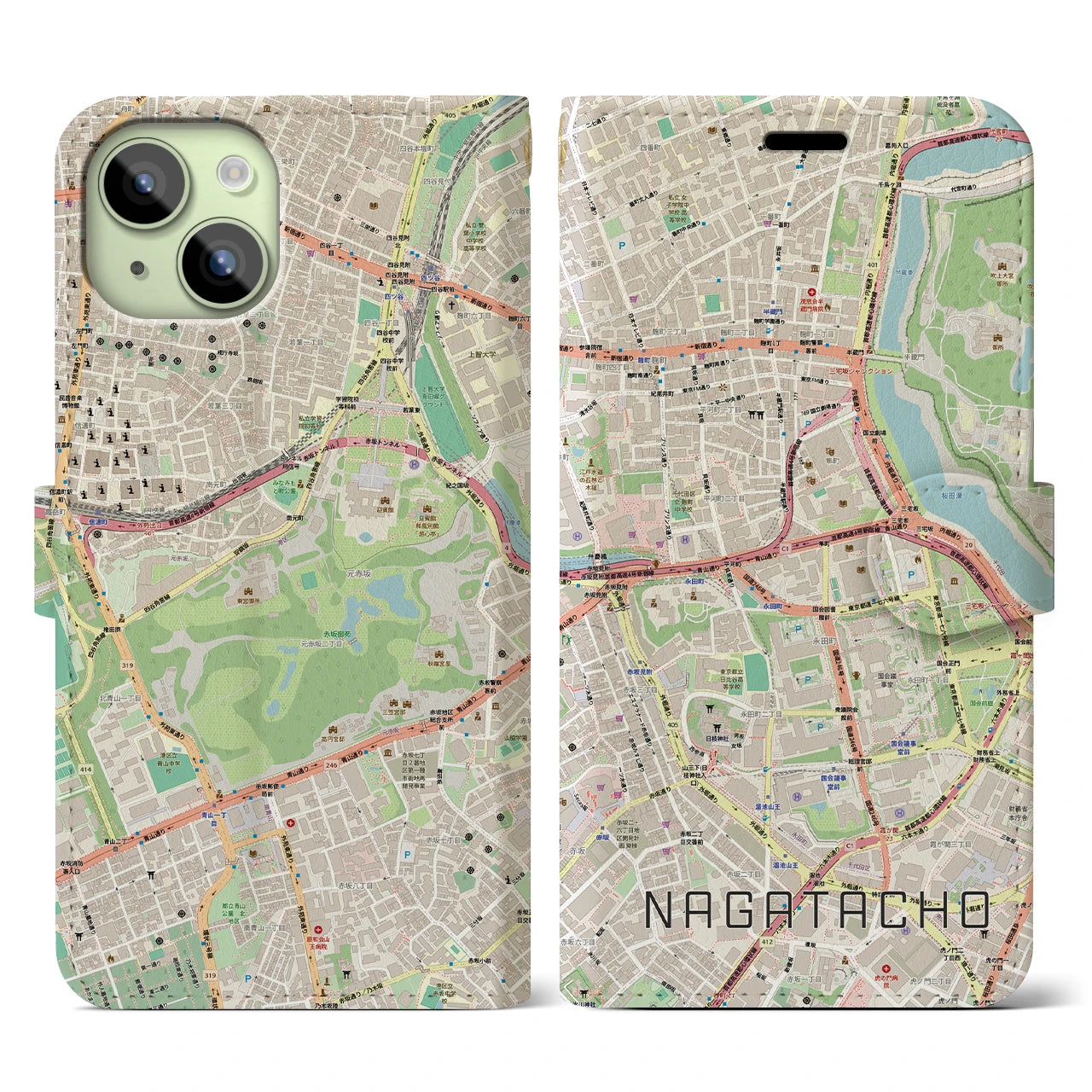 【永田町(東京都)】地図柄iPhoneケース(手帳タイプ)