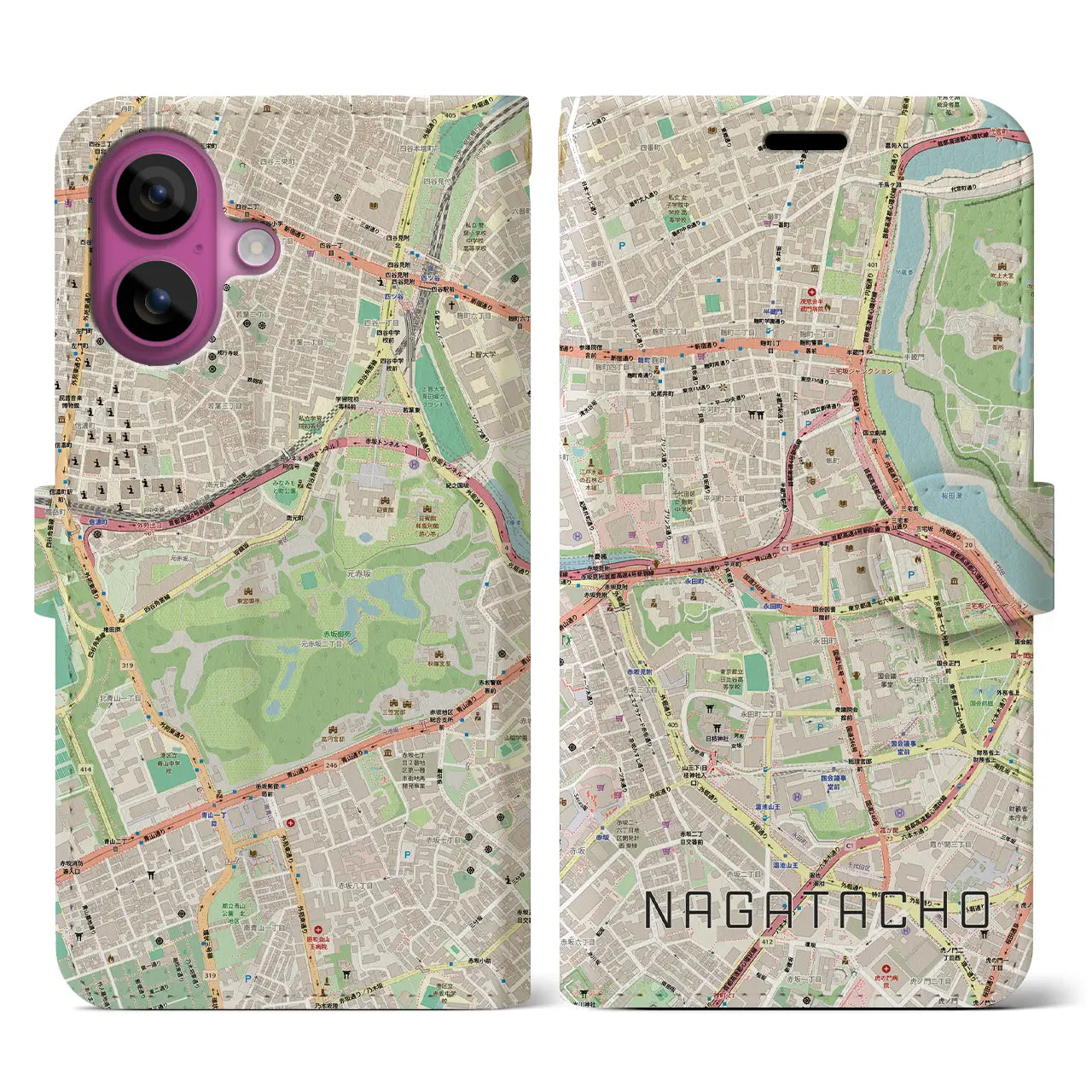 【永田町(東京都)】地図柄iPhoneケース(手帳タイプ)
