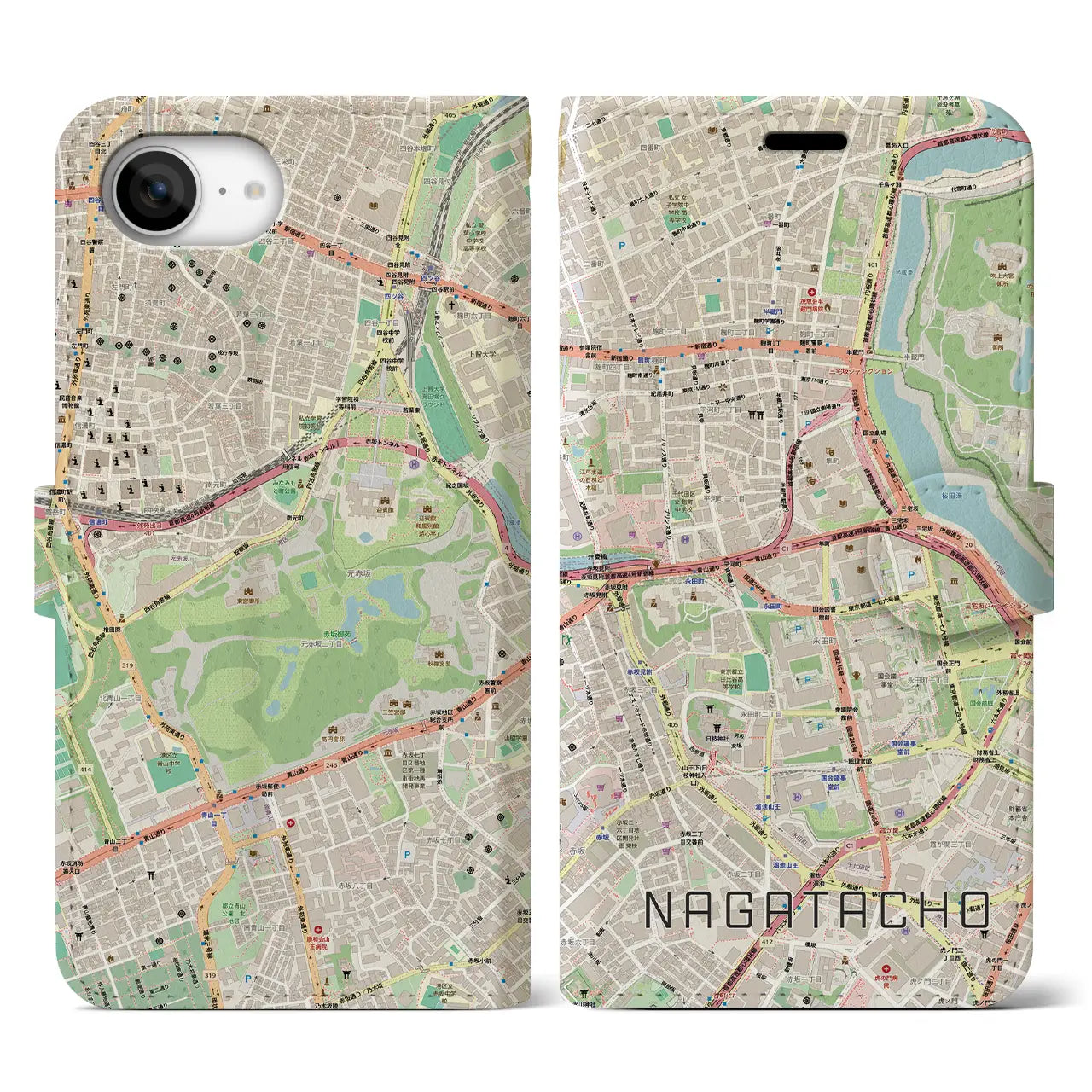 【永田町(東京都)】地図柄iPhoneケース(手帳タイプ)