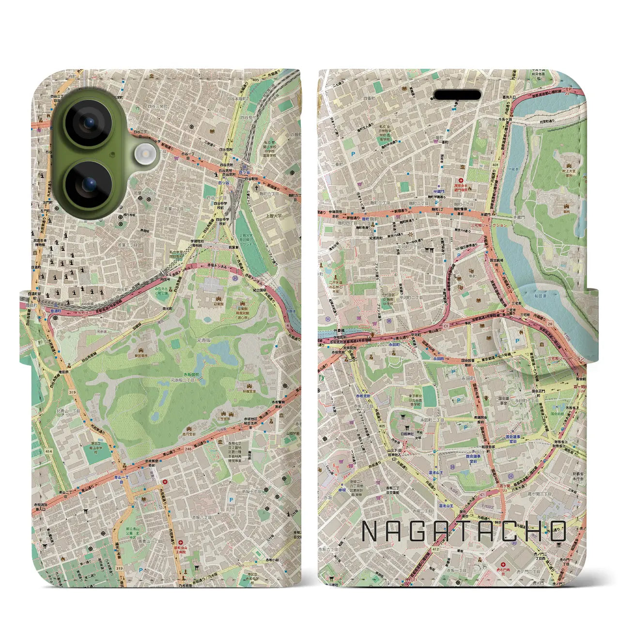【永田町(東京都)】地図柄iPhoneケース(手帳タイプ)